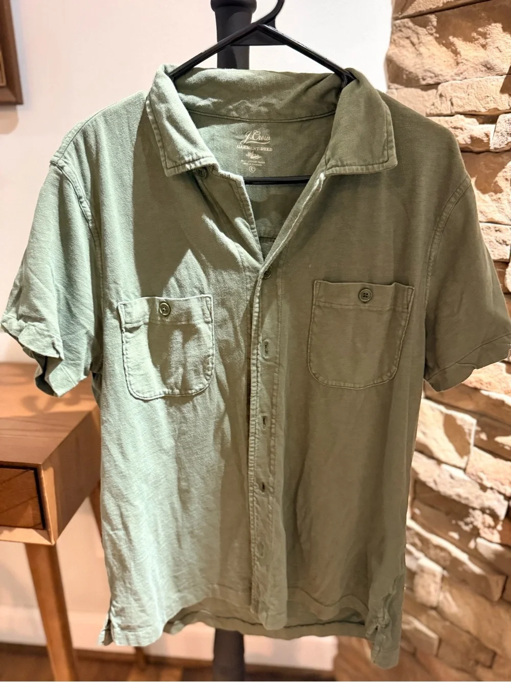 J. Crew Olive Green Short-Sleeve Casual Button-Down Shirt